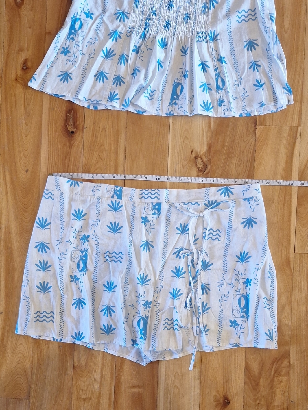 Wild Fable Blue & White Floral 2 Piece Skort Set Linen Blend XXL - Picture 9 of 14